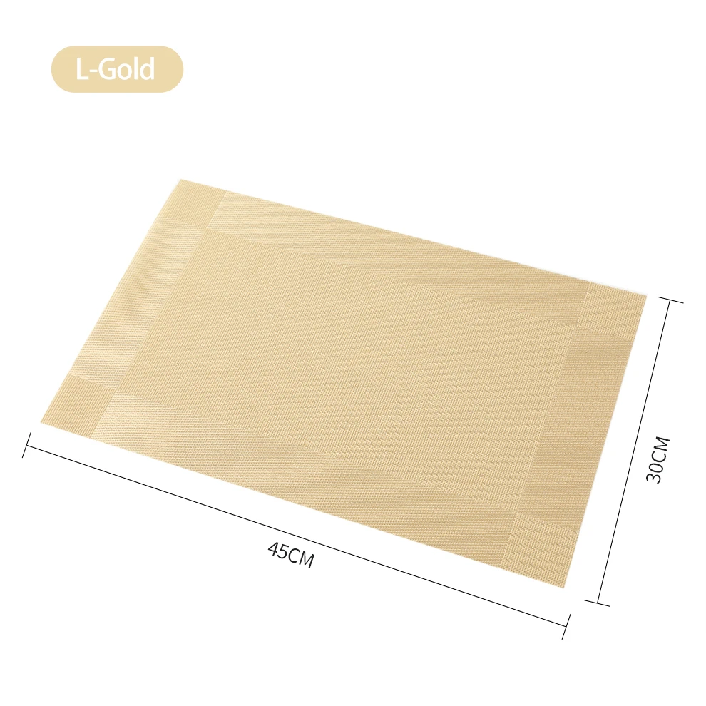 

OEM Available PVC Placemats Best Price Light Gold Vinyl Place Mat Woven Crossweave Heat Insulation Hot Food Dining Table