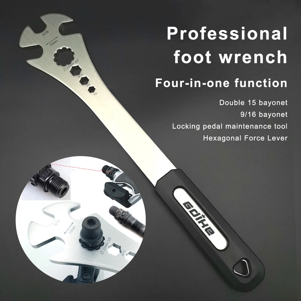 

Steel Bike Pedal Wrench Professional Mirror Polished 4 in 1 Spanner