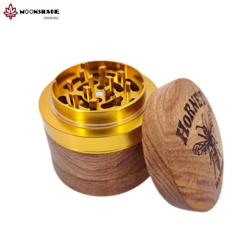 

MOONSHADE High Qulity Sandalwood Tobacco Grinder Wood Aluminum Alloy 60mm Dry Herb Grinding Grass Crusher Smoking Accessories