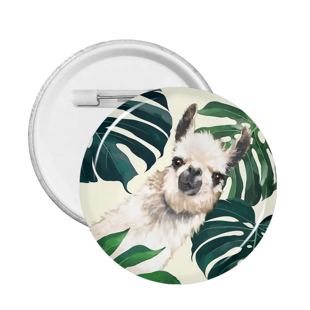 

Sneaky Llama In Tropical Monstera Pin Badge For Backpack Badges Brooches Decoration Pins For Lovers