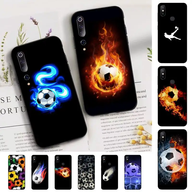 

Fire Football Soccer ball Phone Case for Xiaomi mi 5 6 8 9 10 lite pro SE Mix 2s 3 F1 Max2 3