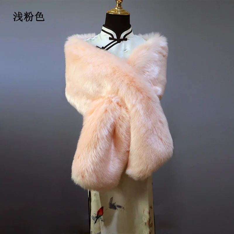 Autumn and winter cheongsam shawl accessories warm imitation fur stage show with scarf shoulder plush wide shawl