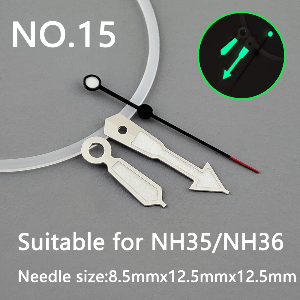 

nh35 hands pointer Silver needle green luminous, Watch accessories,suitable for nh35 Second Hands nh36 movement NO.15