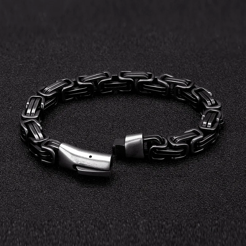 

Vintage Black Stainless Steel Men Bracelet Jewelry Chain Link Motorcycle Accessories Wristband Wholesale Fashion For Friend Gift
