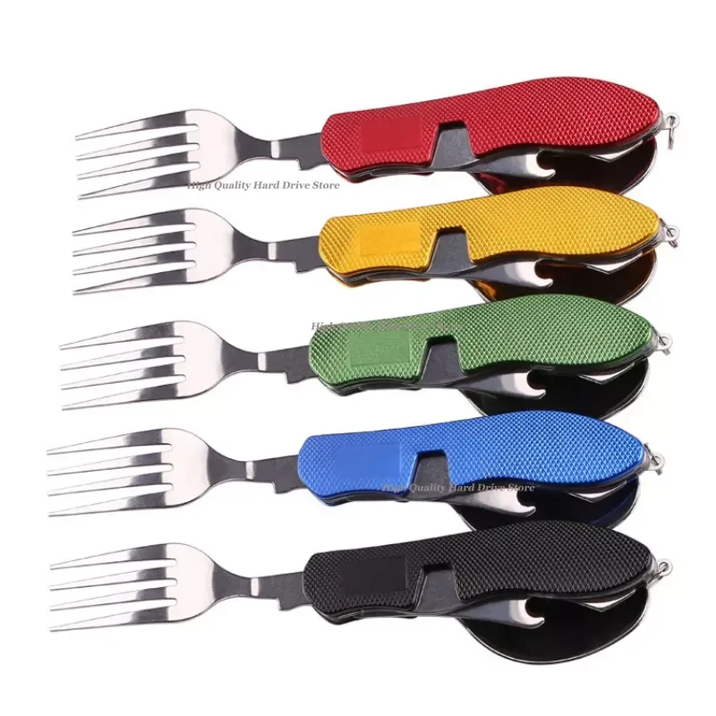 

Outdoor Camping Multifunctional Foldable Pocket Stainless Steel Outdoor Camping Picnic Cutlery Knife Fork Spoon Tableware Parts