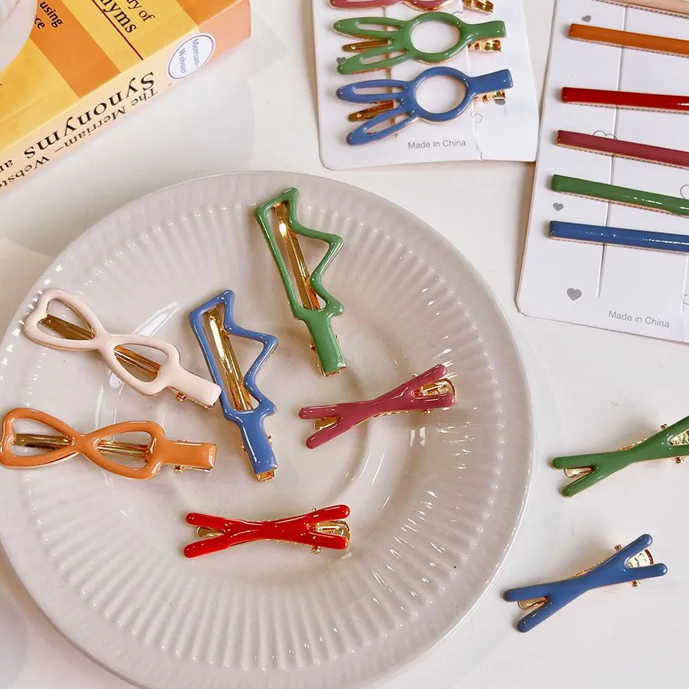 

6Pc/Set Candy Color Bangs Clip Girl Simple Headdress Cute Side Clip Cross Bangs Hairpin Hair Accessories