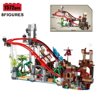 new 1572pcs kids toys moc creator ldeas pirate roller coaster lslands boat building block bricks assembling birthday gift set