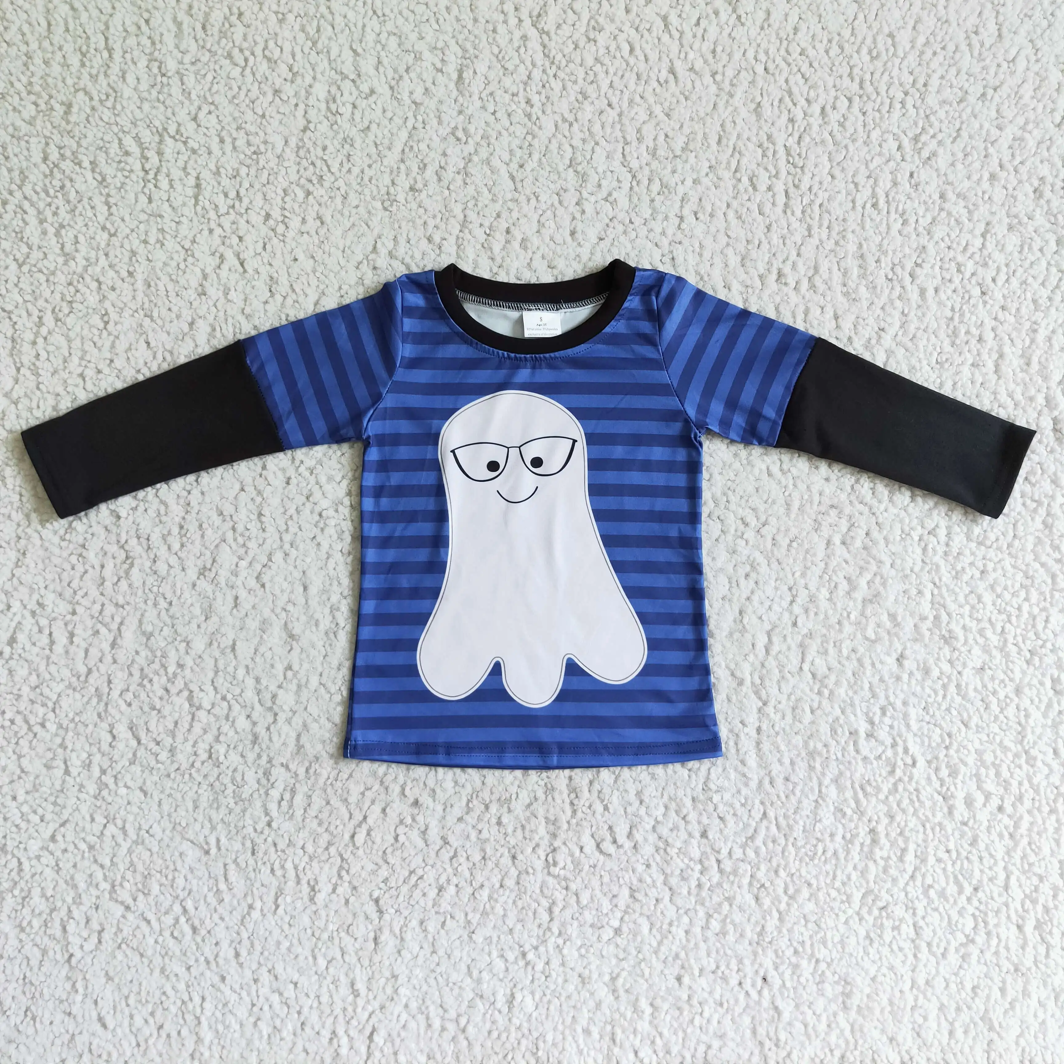 

Wholesale Halloween children's costume funny wearing glasses boo ghost boy T-shirt top stitching personalized clothes