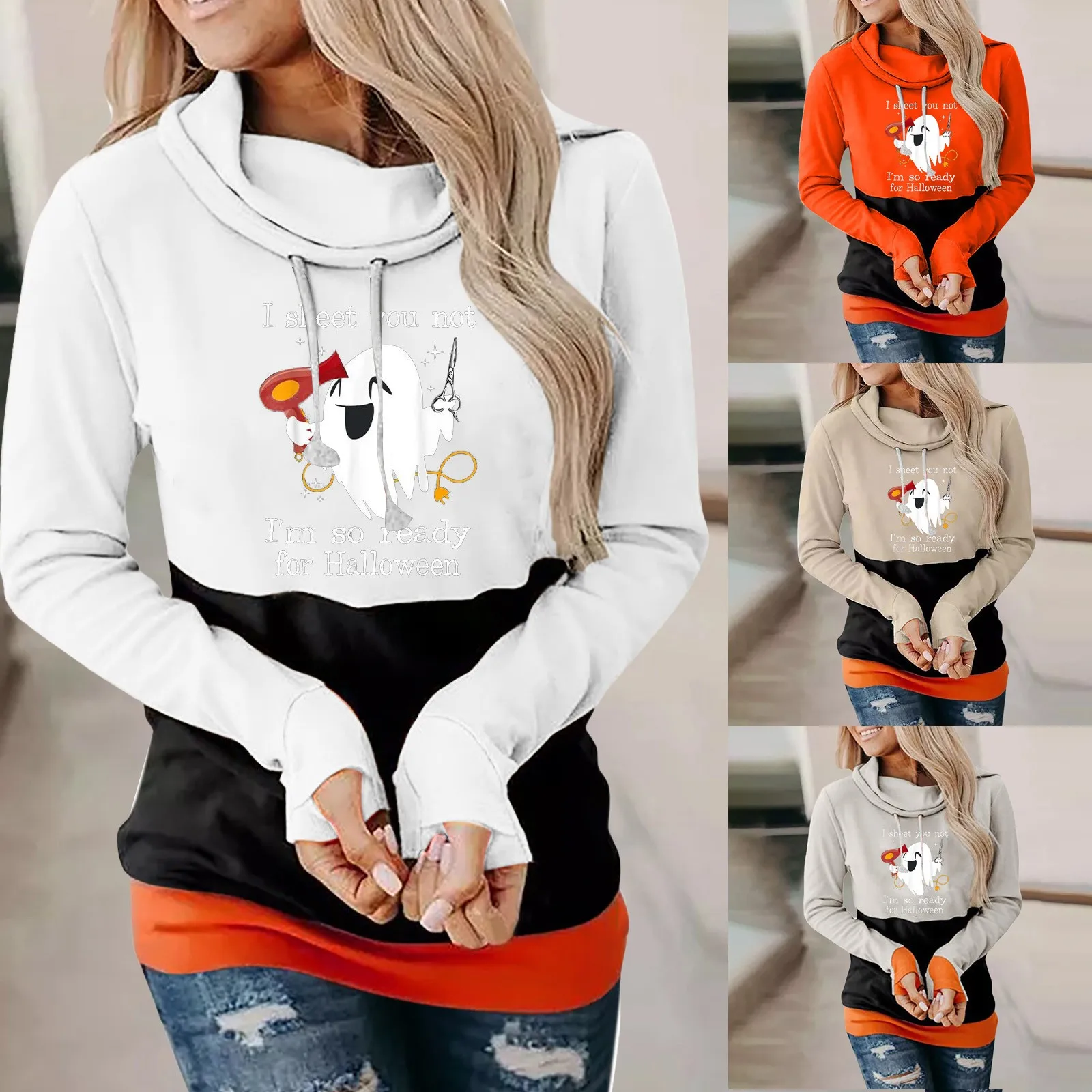 

Hoodie Women with Design Halloween Women's Long Sleeve Everyday Print Sweatshirt Long Sweatshirt Hooded Drawstring Womens Jacket