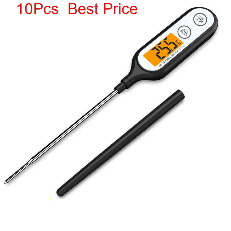 

10Pcs/lot Waterproof Digital Instanting Reading Meat Thermometer with Backlight Display Kitchen Cooking BBQ Thermometer