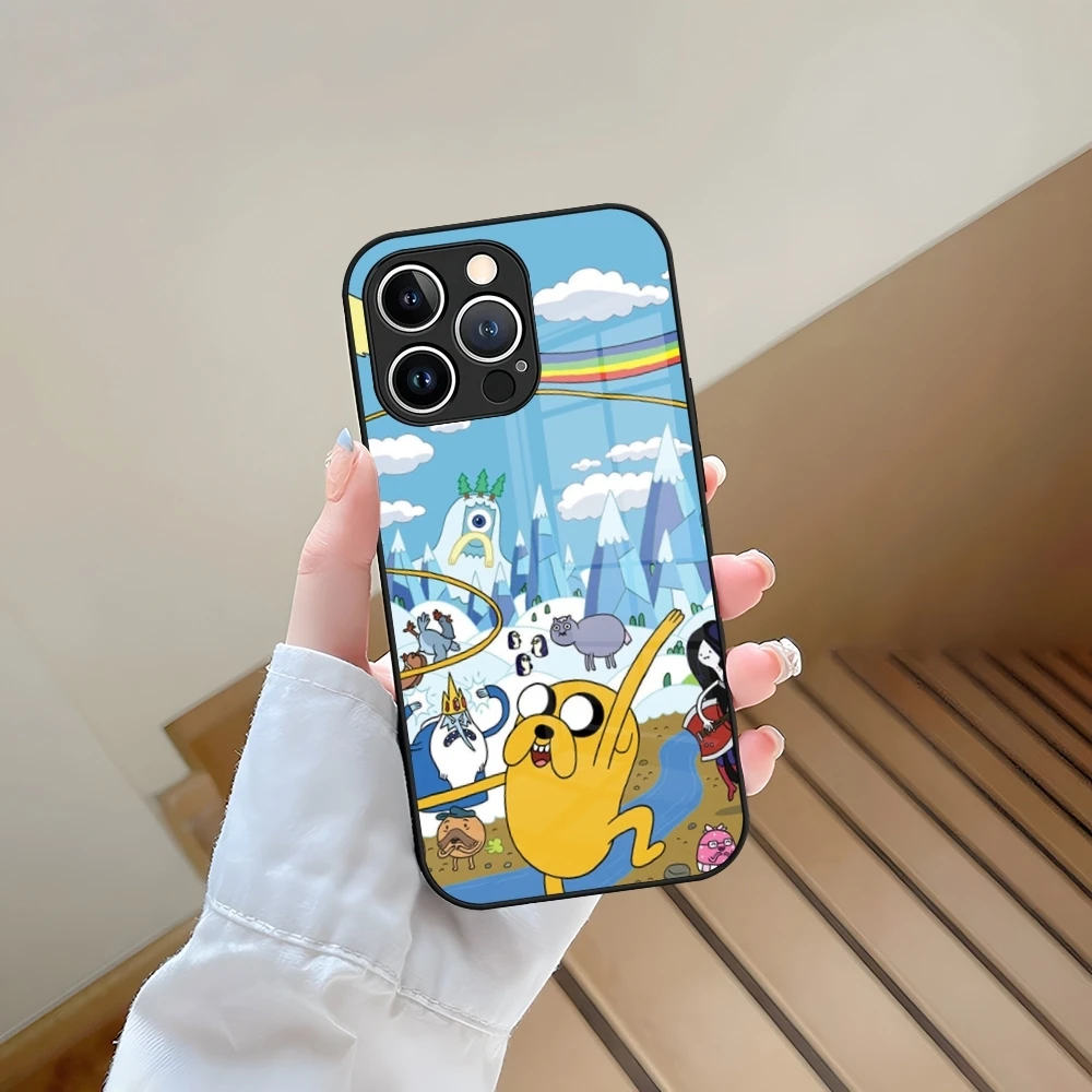 Cartoon AdventureS T-TimeS Phone Case For iPhone 13 15 14 16 12 11 Pro XS Max Plus Mini X XR 8 7 6s SE2020 Tempered Glass Coque