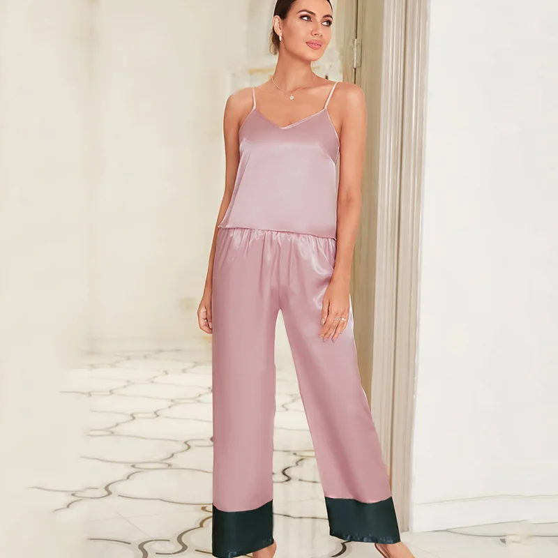 

Jxgarb лоскутное ледяное шелковое Женское ночное белье на тонких бретельках пижамные комплекты сексуальное облегающее V-образное женское ниж...