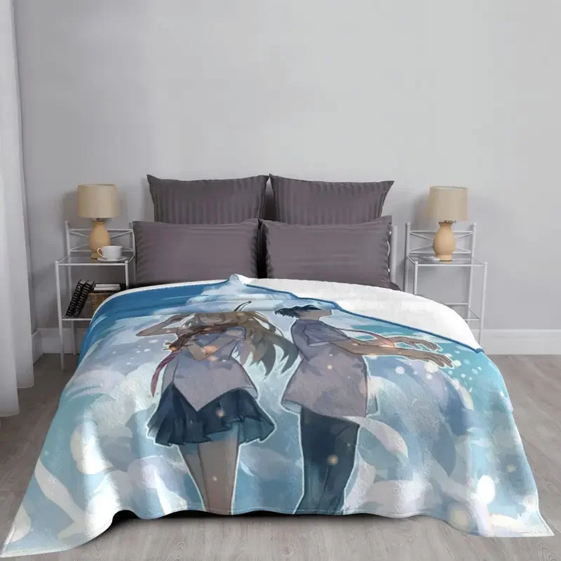 Одеяло Your Lie в апреле Фланелевое украшение аниме Miyazono Kaori дышащее сверхмягкое