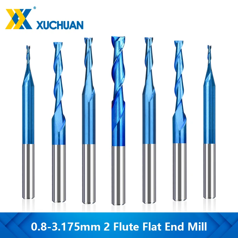

2 Flutes Router Bit 10pcs 1/8 Shank Flat End Mill CNC Spiral Milling Cutter Tungsten Carbide End Mill Wood Milling Bit