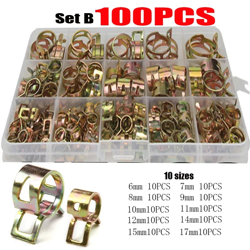 

75/100/155 шт. пружинные зажимы для автомобиля, грузовика, мазута, воды, зажим для шланга, зажим для трубки, крепеж, комплект в ассортименте