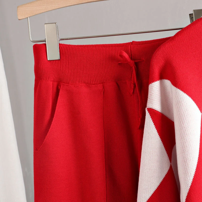 Женский трикотажный комплект из 2 предметов повседневный свободный свитер с