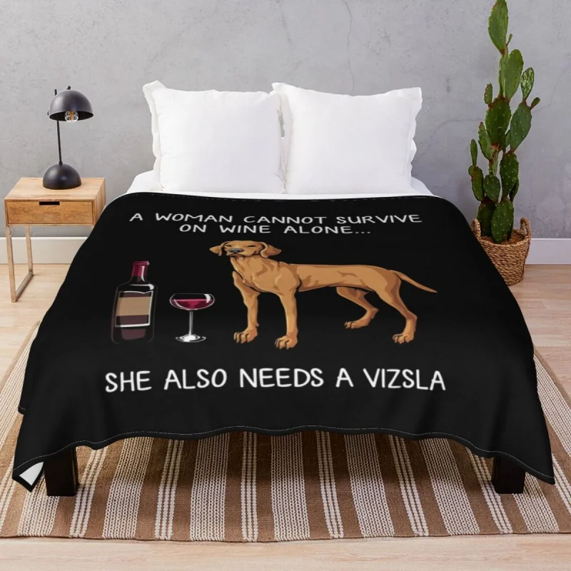

Vizsla And Wine Funny Dog Thick blankets Flannel Textile Decor Multifuion Throw Blanket for Bed Sofa Travel Cinema