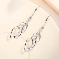 s925 sterling silver trendy womens fashion jewelry high quality crystal zircon hollow exaggerated long tassel hook earrings