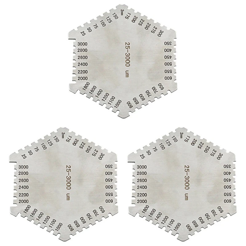 

3X High Precision Stainless Steel Hexagon Wet Film Comb Instrument Stainless Steel Wet Diaphragm Thickness Gauge