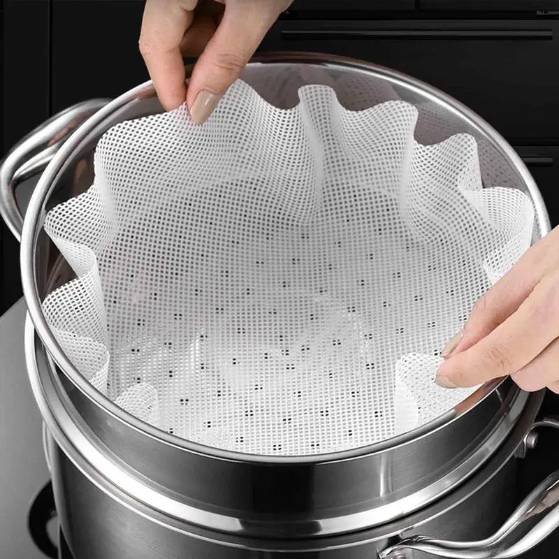 

26/30CM Silicone Reusable Restaurant Kitchen Under Steamer Mat Kitchen Cooking Accessories Non-Stick Steamer Mat Dim Sum Tool