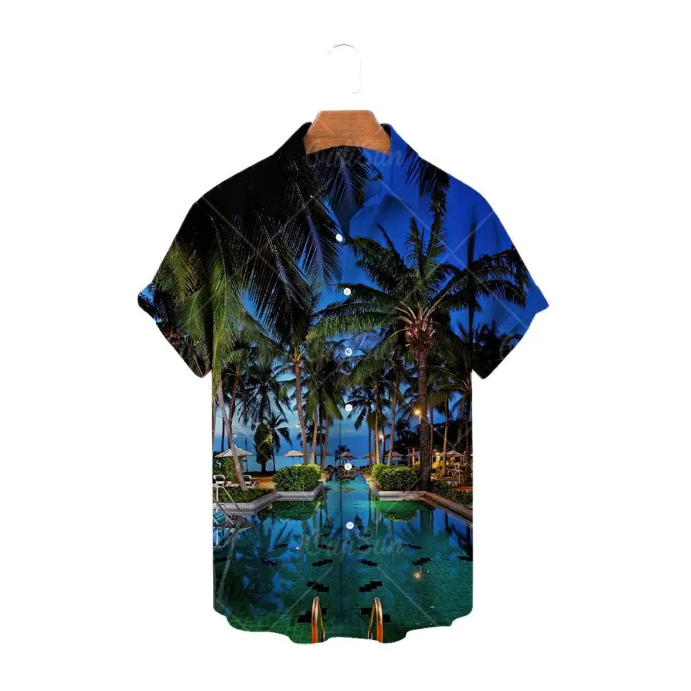 

New summer 3d t shirt beach hawaiian retro pattern coconut shirt short sleeve man vacation casual t shirt