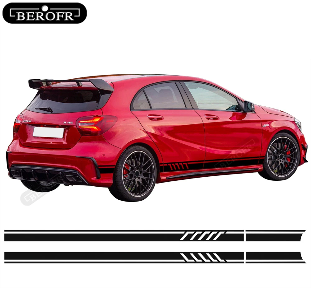 

Edition 1 Style Side Stripes Decal Stickers for Mercedes Benz W176 A Class A45 AMG A180 A200 A250-5D Carbon Fibre/White/Silver