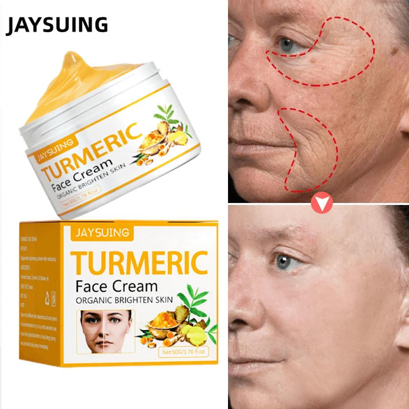 Turmeric Wrinkle Removal Whitening Face Cream 2 in 1 Fade Fine Line Firming Brighten Skin Anti-Aging Moisturiz Korean Cosmetics