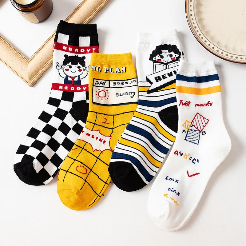 

Personalized Kawaii Medium Socks Student Woman Clothes Breathable Harajuku Sports Fashion Soft Cartoon Printing Basketball Women