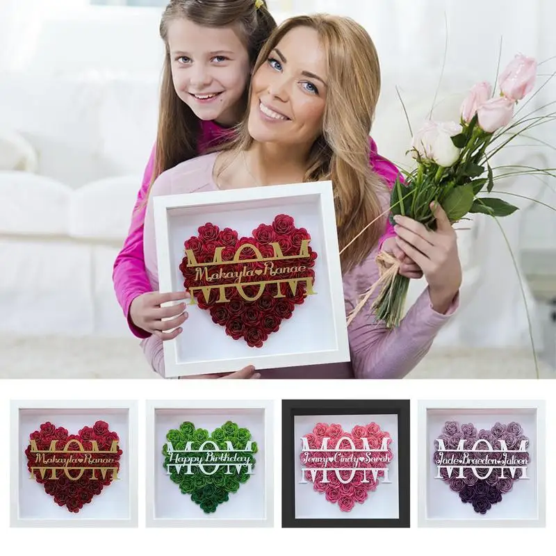 

Flower Shadow Box Art Wooden Picture Frame Multifunctional MomFloral Shade Box Conserved Rose Display Case Mother's Day Gift