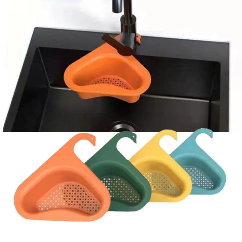 

Water Drain l Sink Filter Shelf Kitchen Triangular Sink Strainer Drain Fruit Vegetable Drainer Sponge Rack Storage Sink Basket