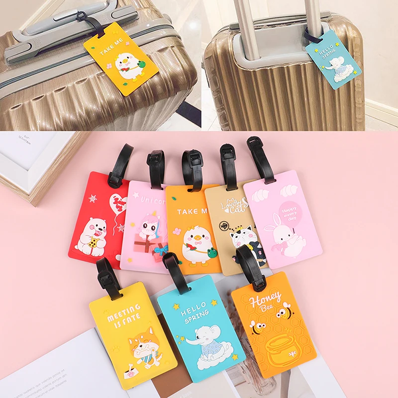 

Cute Silicon Name Luggage Tag Travel Accessorie Women Men Portable Label Suitcase ID Address Holder Letter Baggage Boarding Gift