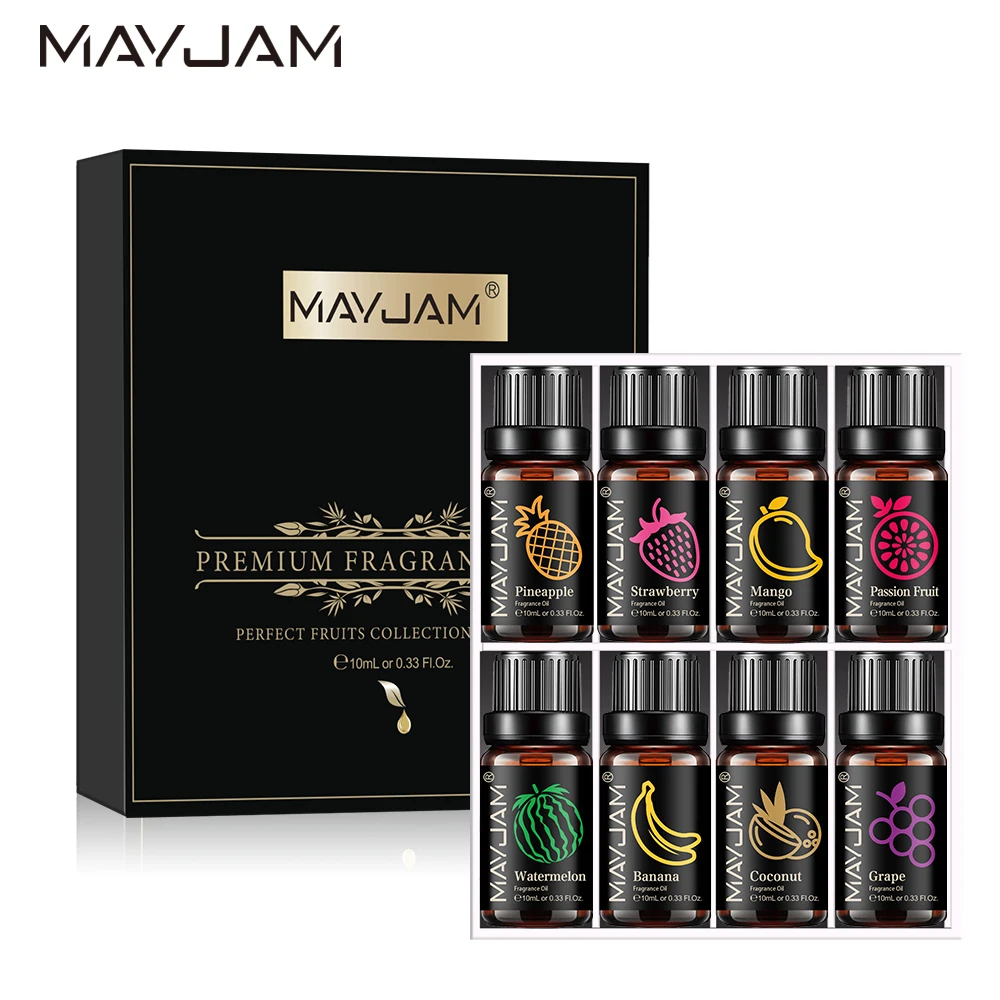 Fruit  Aroma Fragrance Oil Set For Candle Soap Making Watermelon Mango Banana Coconut Grape Strawberry Pineapple