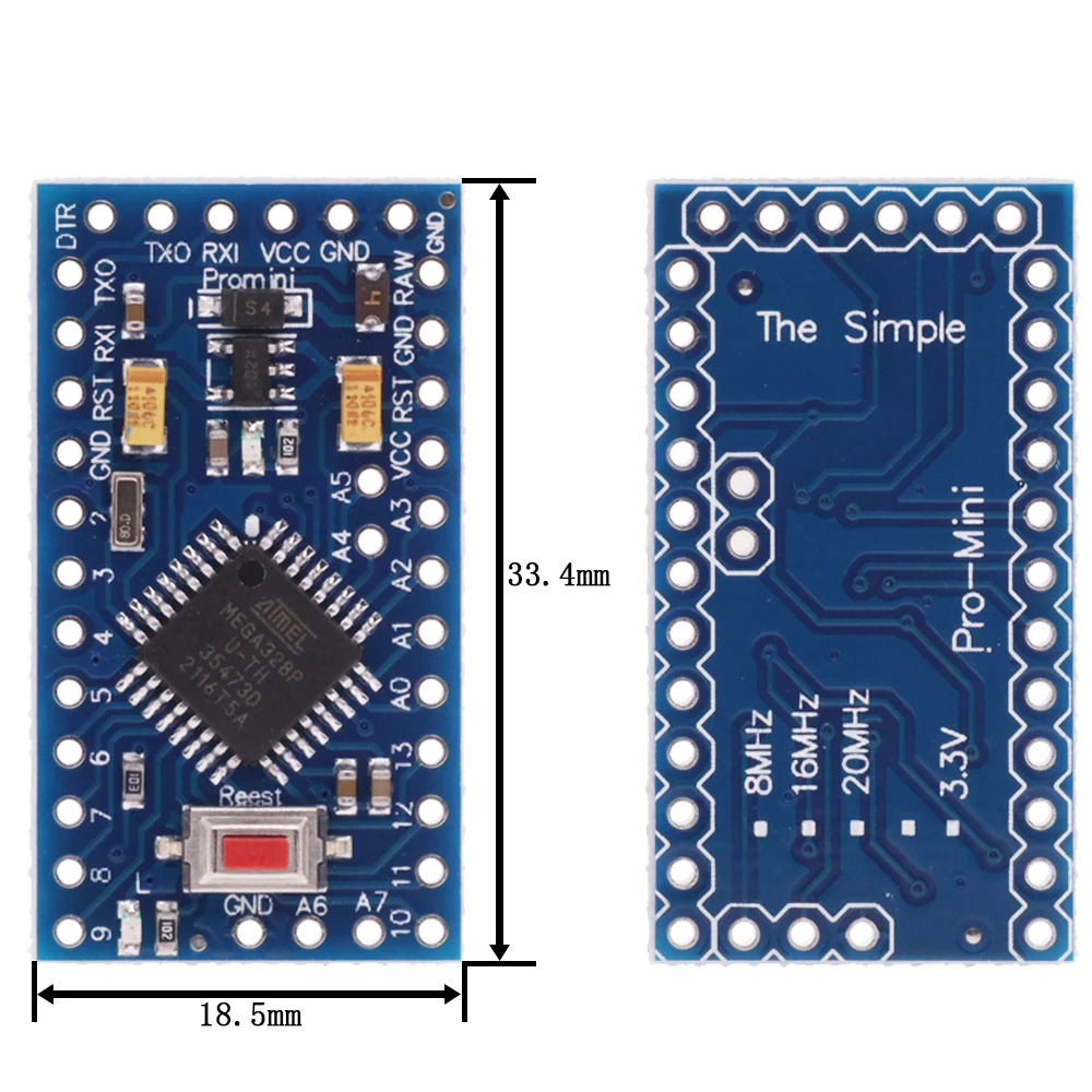 Мини Atmega328 Pro mini 328 ATMEGA328P 3 В 8 МГц 5 16 совместим с Arduino Nano CP2102 FT232RL 1 шт. - купить по