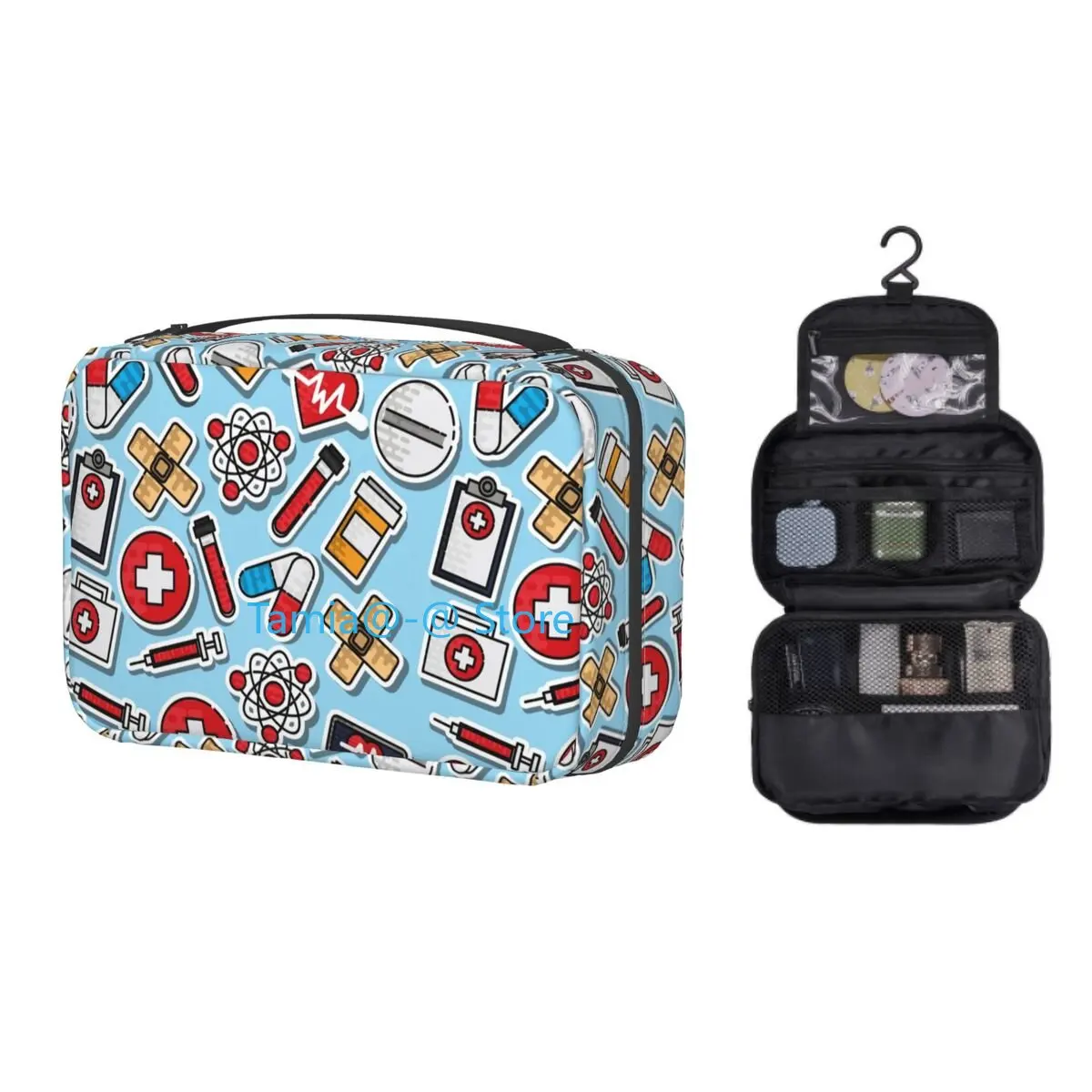 

Пользовательская сумка для туалетных принадлежностей с узором для медсестер, женский косметический Органайзер для ухода за здоровьем, Жен...