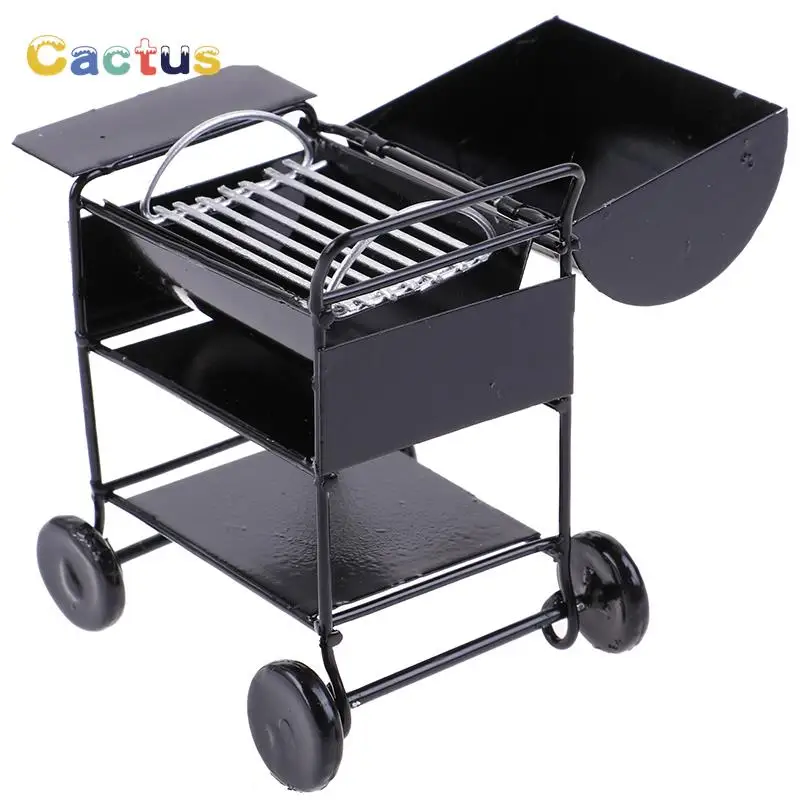 

Семейный кукольный домик, гриль для барбекю, мини-двор, сад 1/12, мини-игрушка, черный, 7 см, аксессуары для барбекю