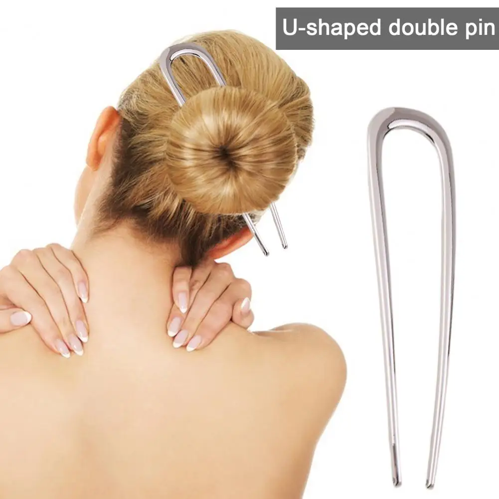 U-образная шпилька для волос 14 см золотистая серебристая из сплава