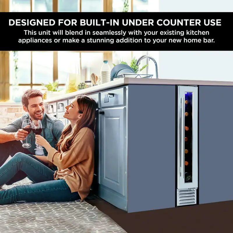 

Free shipping Fridge 7 Bottle Slim 6 inch Wine Cooler, -In Under-Counter Wine Cellar