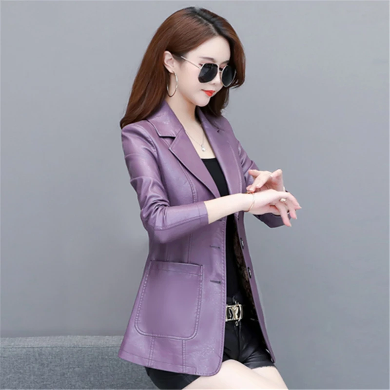 2022 Autumn Winter Real Leather Coat Women's Plus Size Casual Slim Fashion Streetwear Short Sheep Leather Women Jacket Female