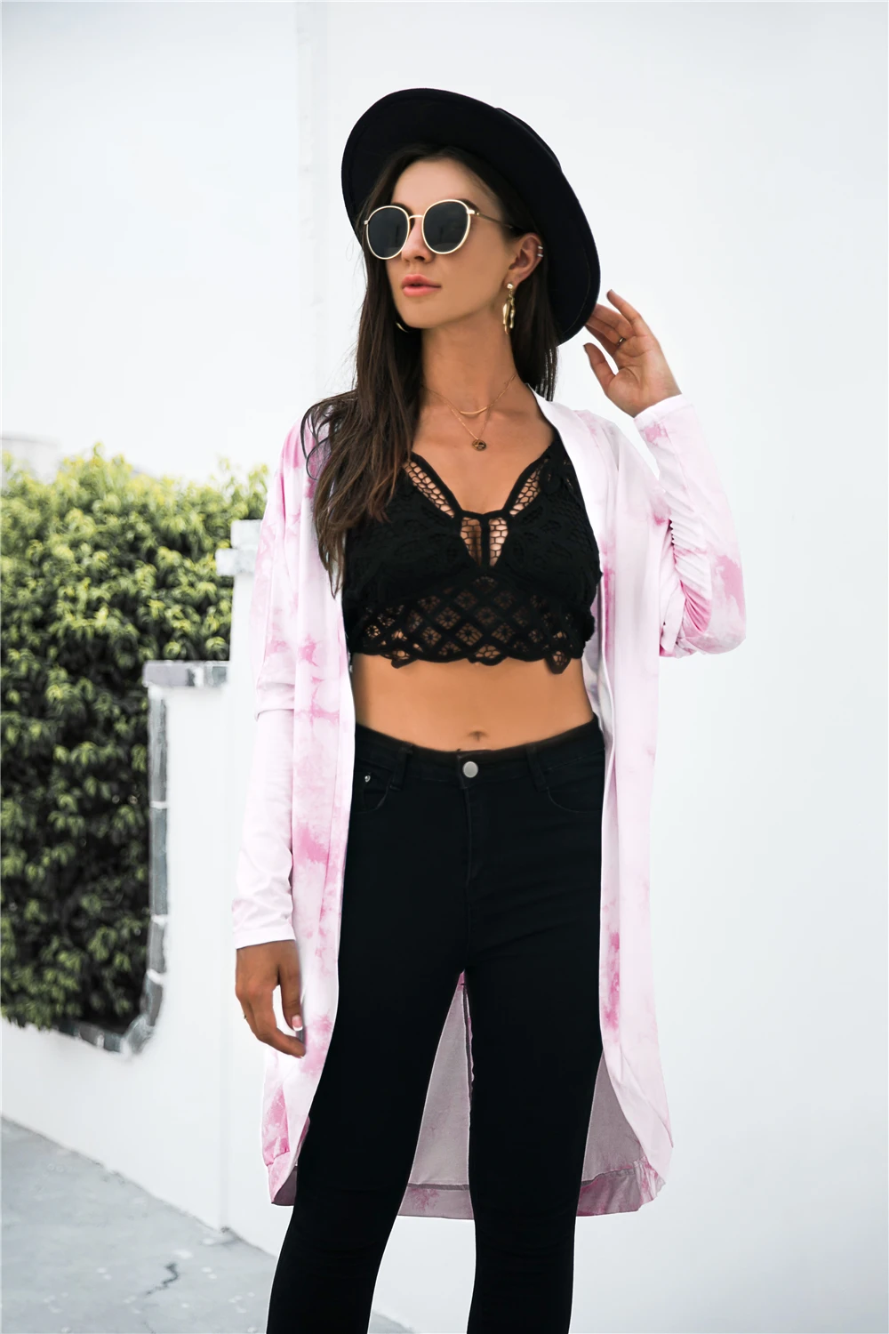 

Женский шифоновый облегающий Тренч Cherry вторжения, осенне-зимний обтягивающий Тренч с открытым стежком и краской