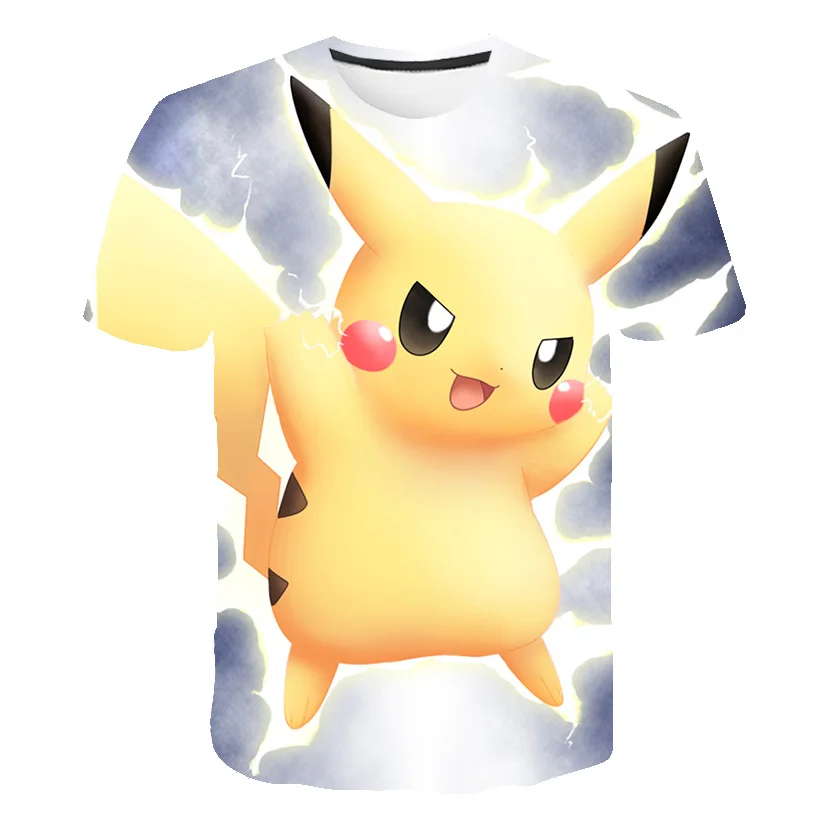 Pokemon Series Printed T-shirt Boys and Girls 3D Summer Casual Short Sleeve Children's Role Playing 4-14 Years Old |