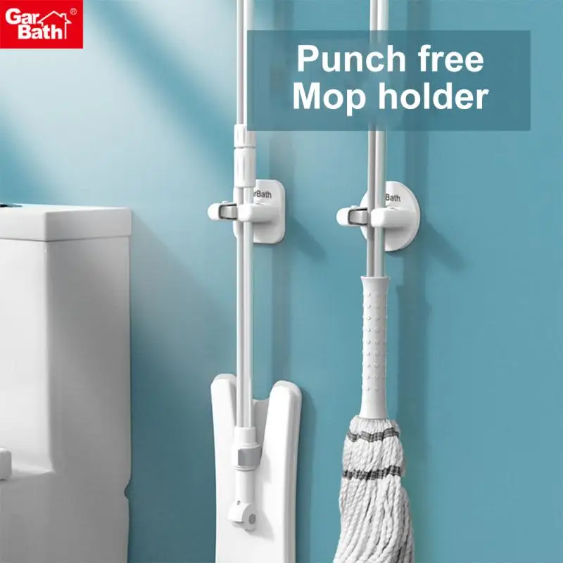 

Toilet Wall Mounted Pipe Hooks Bathroom Organizer Broom Holder Clamping Hole Free Mop Hook Wholesale Home Suction Hanging