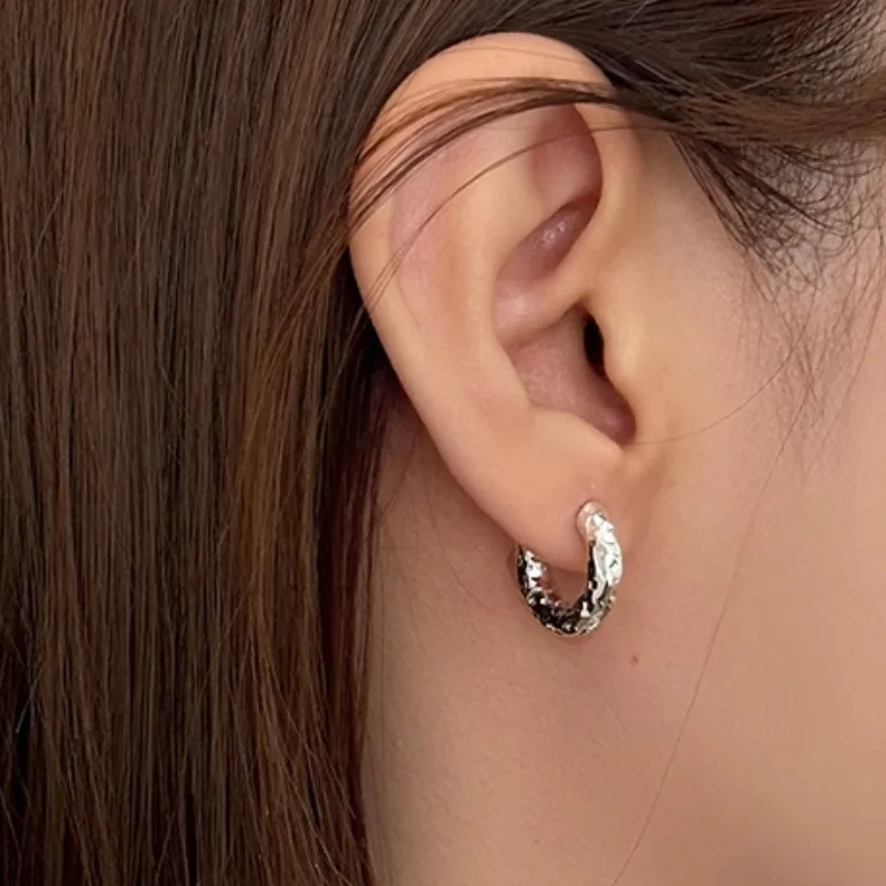 Серьги-кольца женские геометрической формы из серебра 925 пробы