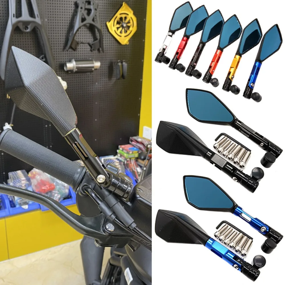 

Pair Motorcycle Mirror Aluminum Rearview Mirrors Blue Glass Mirror FOR YAMAHA FZ8 MT-25 MT25 FZ400 FOR KAWASAKI VERSYS 650 1000