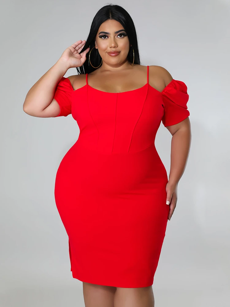 Plus Size Elegant Halter Dress Women Summer Sexy Short Sleeve Knee Length Robes Femmes Fashion High Quality Party Event 2022 New