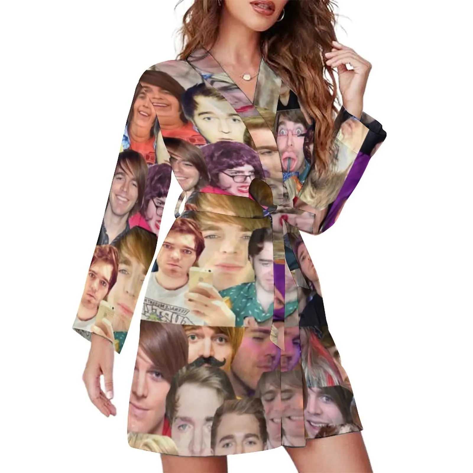 

Пижамный халат с принтом, V-образным вырезом, принтом Шейна Доусона