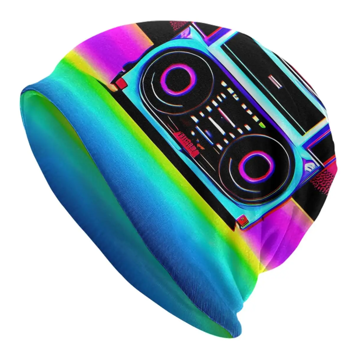 Bonnet Hats Boombox Boom Box Music Men Women's Rainbow Colorful Cap Hip Hop Skullies Beanies Caps