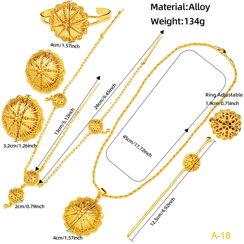 Новый позолоченный набор украшений ANIID в форме эфиопского цветка из 6 предметов