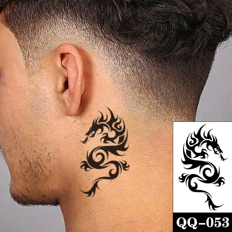 

Waterproof Temporary Tattoo Sticker Black Dragon Totem Design Fake Tattoos Flash Tatoos Arm Hand Neck Body Art for Women Men