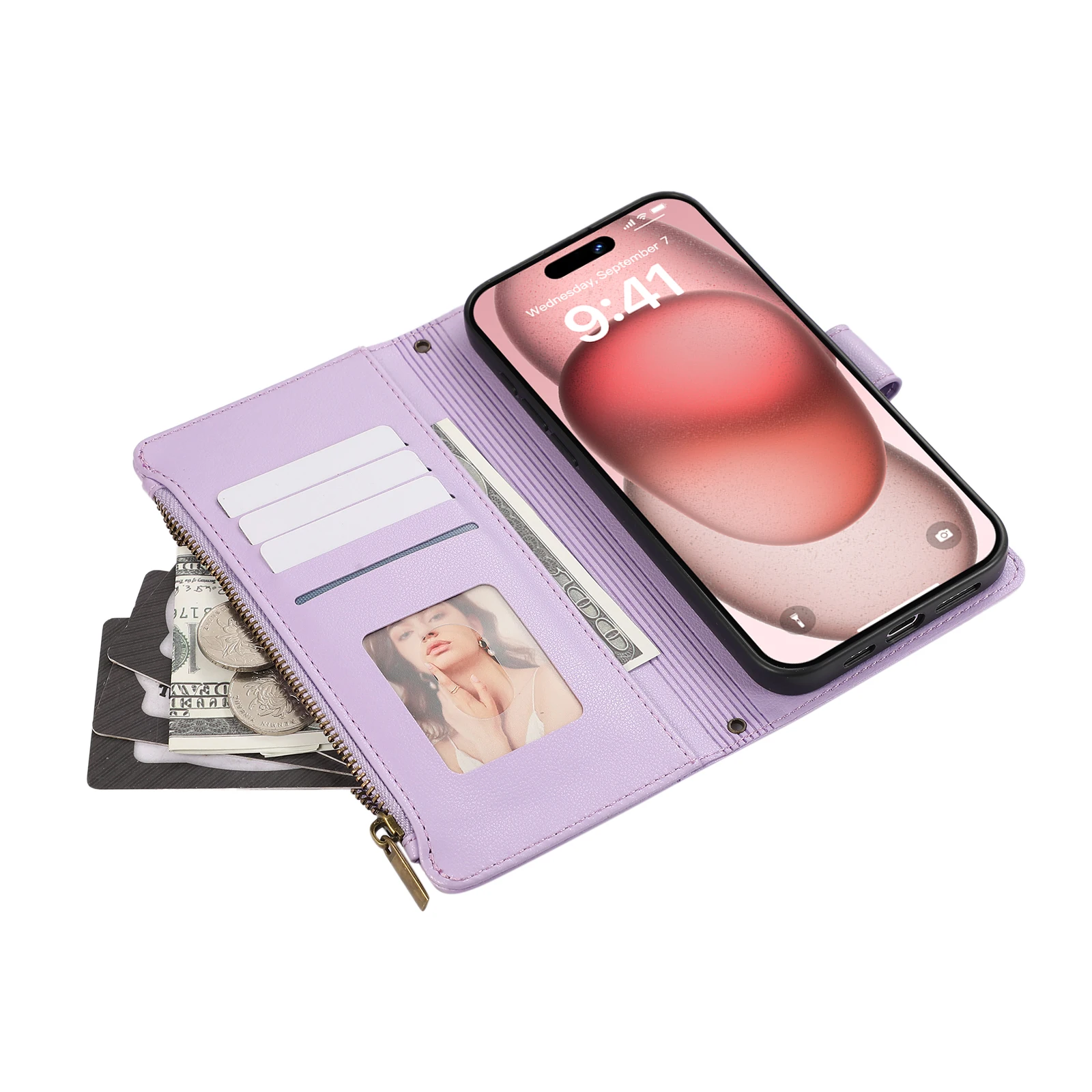 Кошелек на молнии с несколькими картами и 4 кармашками для OPPO Reno 12 11 10 Pro роскошный