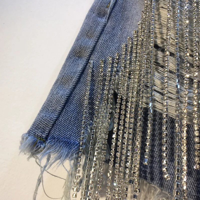 Новые женские летние рваные джинсовые шорты с высокой талией и бахромой из